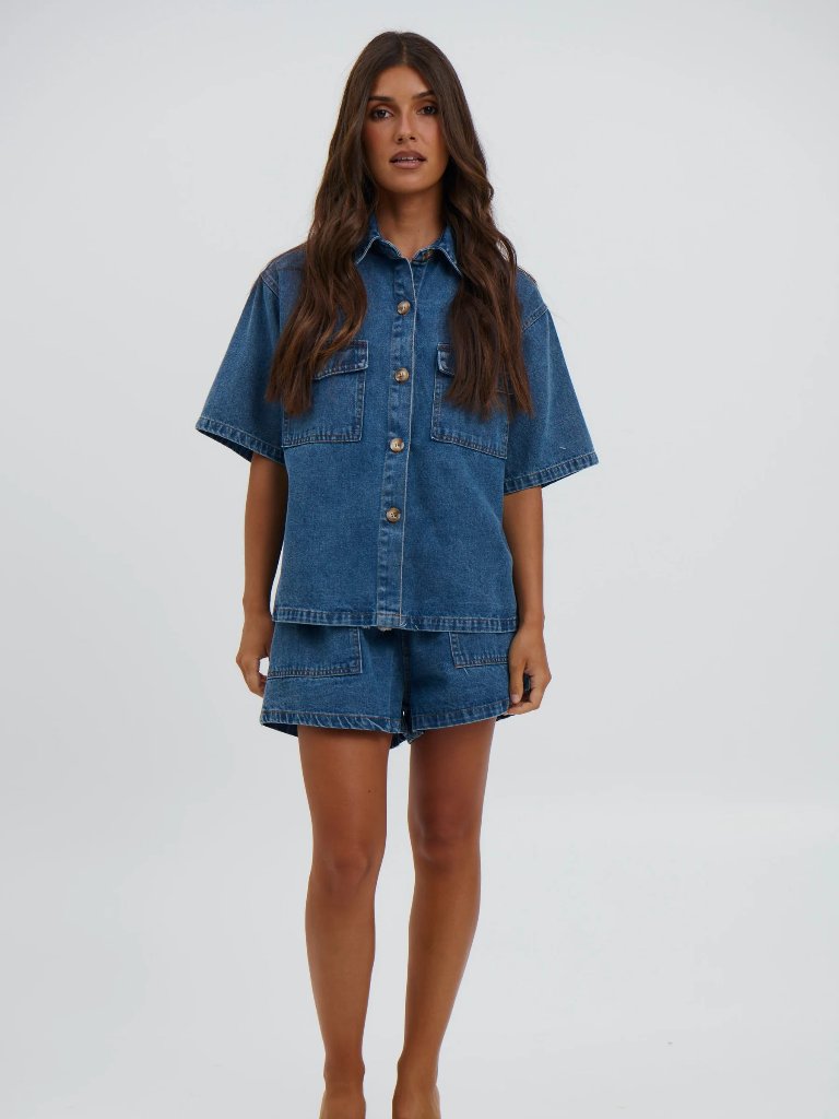 Delaney Denim Set Dark Blue